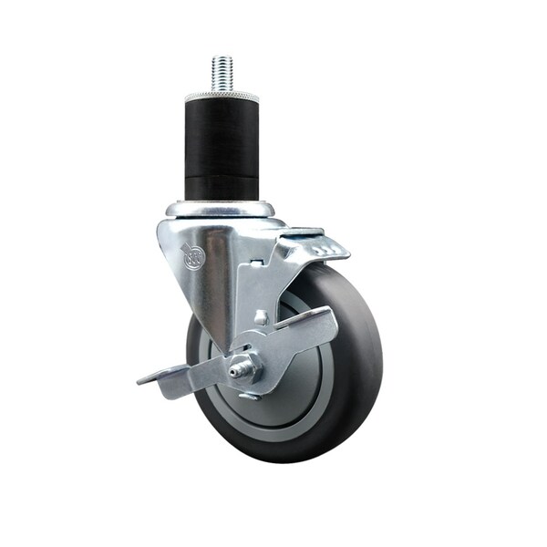 4'' SS Thermoplastic Rubber Swivel 1-3/4'' Expanding Stem Caster with Brake